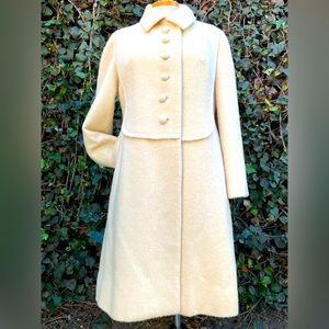 Gorgeous 1960’s Custom Tailored Cream Long Mohair Coat Handmade in Hong Kong